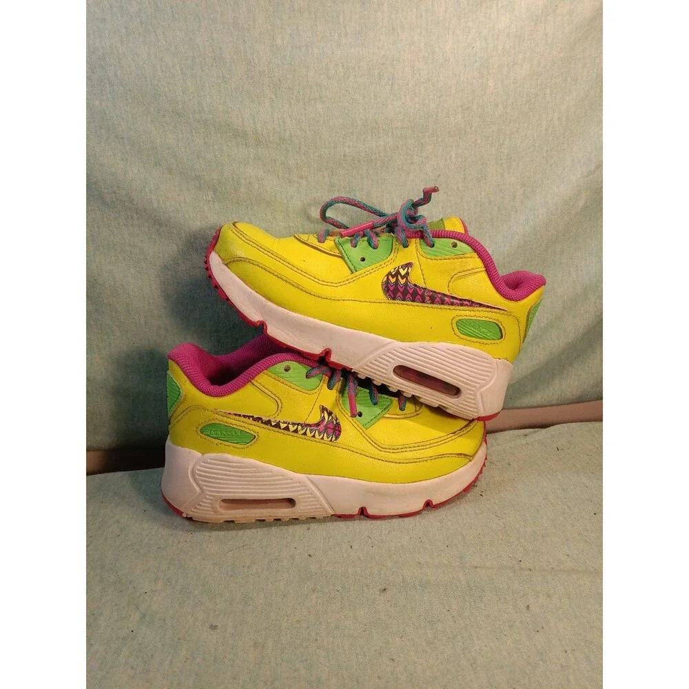 Nike Air Max 90 Volt Multi Fire Pink Sneakers CW5798-700 Toddler Size US 10C